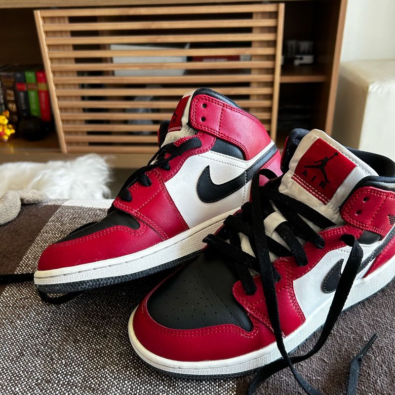 Nike Air Jordan Chicago Mid Gs Tênis Nike Air Jordan Mid Chicago