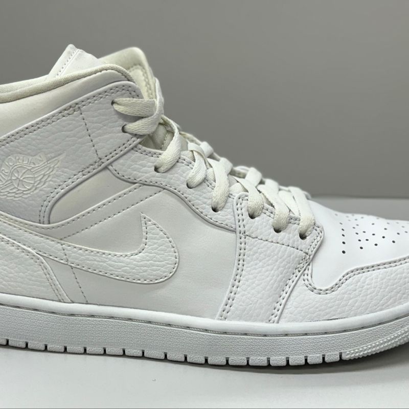 Nike Air Jordan 1 Mid \"Triple White 29㎝ Tênis Air Jordan 1 Mid 'Triple White'