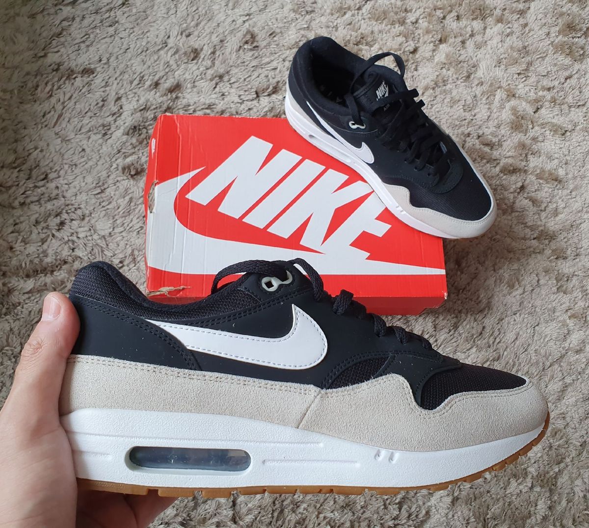 Air max 1 shop preto e branco