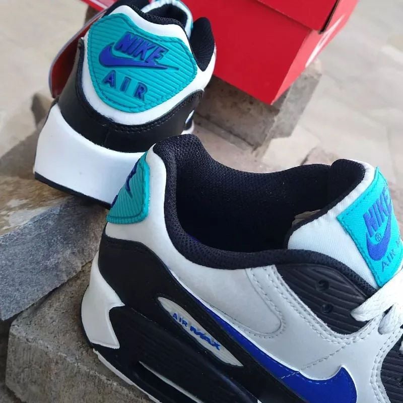 Air Max 90 Branco Preto Azul