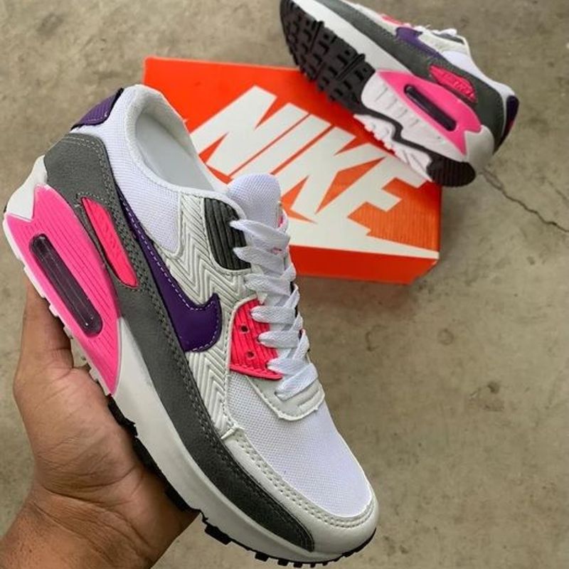 Air max 90 feminino cinza store e rosa