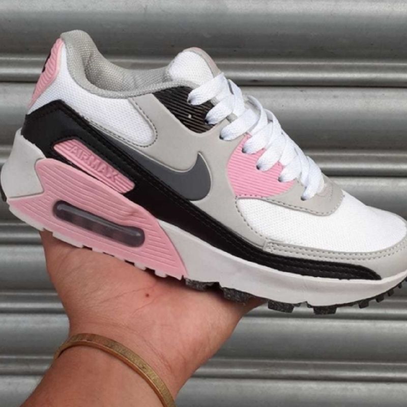 Air max 90 outlet feminino rosa e cinza