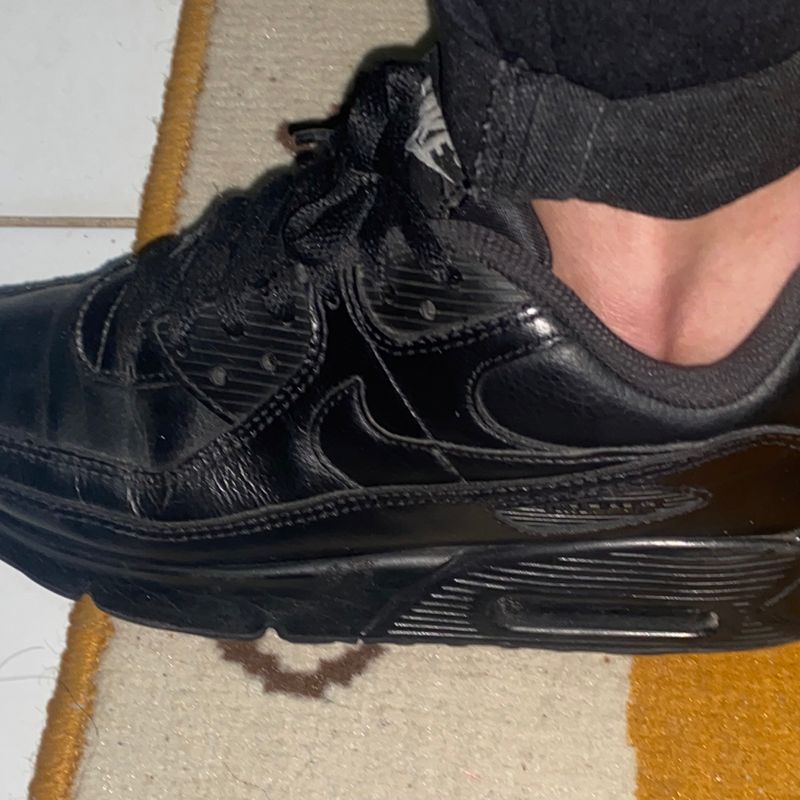 Nike air max preto clearance couro