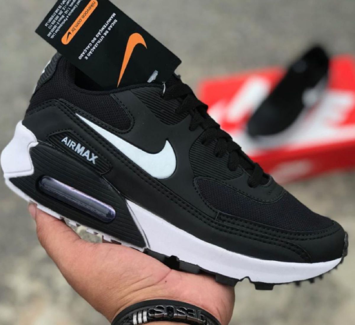 nike air max 90 preto com branco