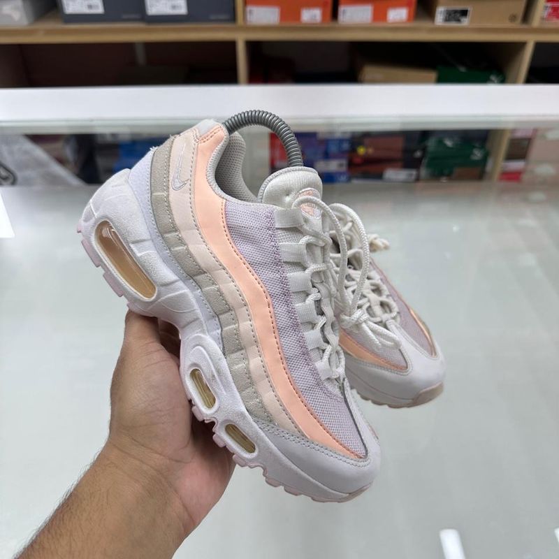 Tênis Nike Air Max 95 Usado Tênis Nike Air Max 95 Rosa E Branco