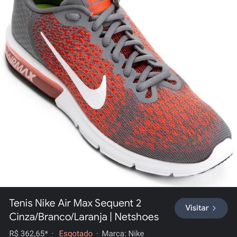 Tênis nike air outlet max sequent 2 cinza