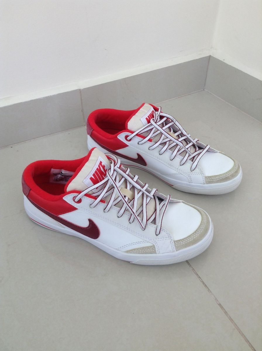 tenis nike branco vermelho e azul