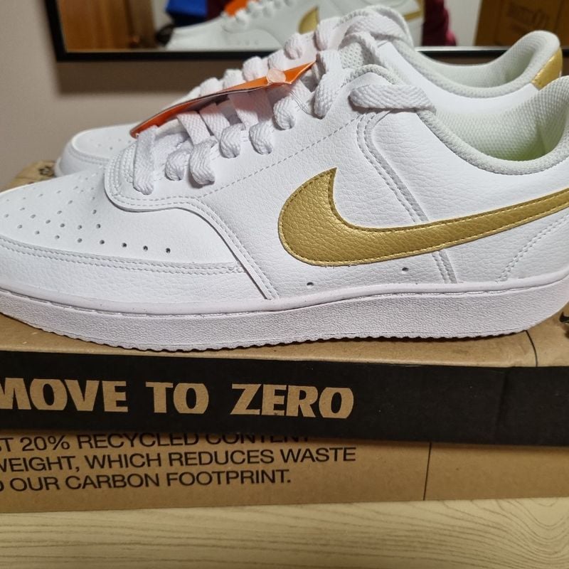 Nike Court Vision Tenis Nike Feminino Branco Com Dourado Tênis