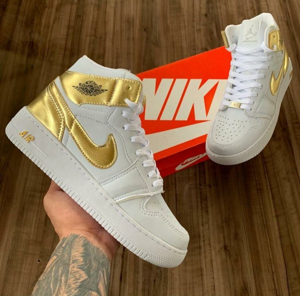 Tenis Nike Feminino Branco E Dourado Air Force T Nis Feminino Nike