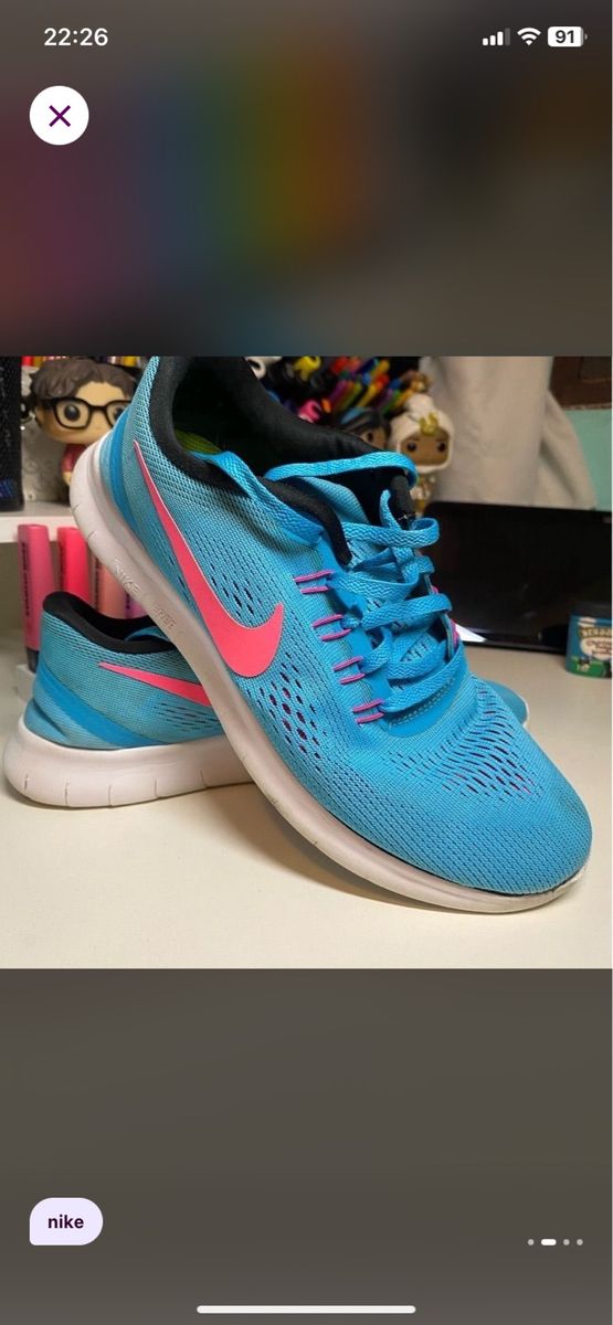 Tenis Nike Free Run Azul e Rosa Original Nike Usado 109882125 enjoei