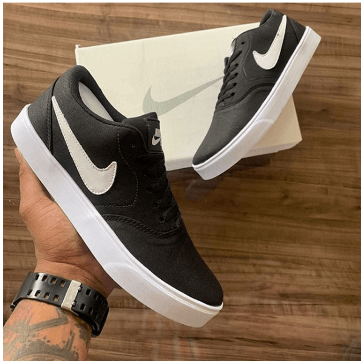 Nike sb check solar preto sales e marrom