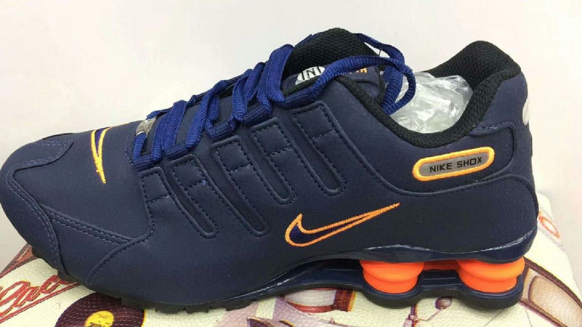 tenis nike shox azul e laranja