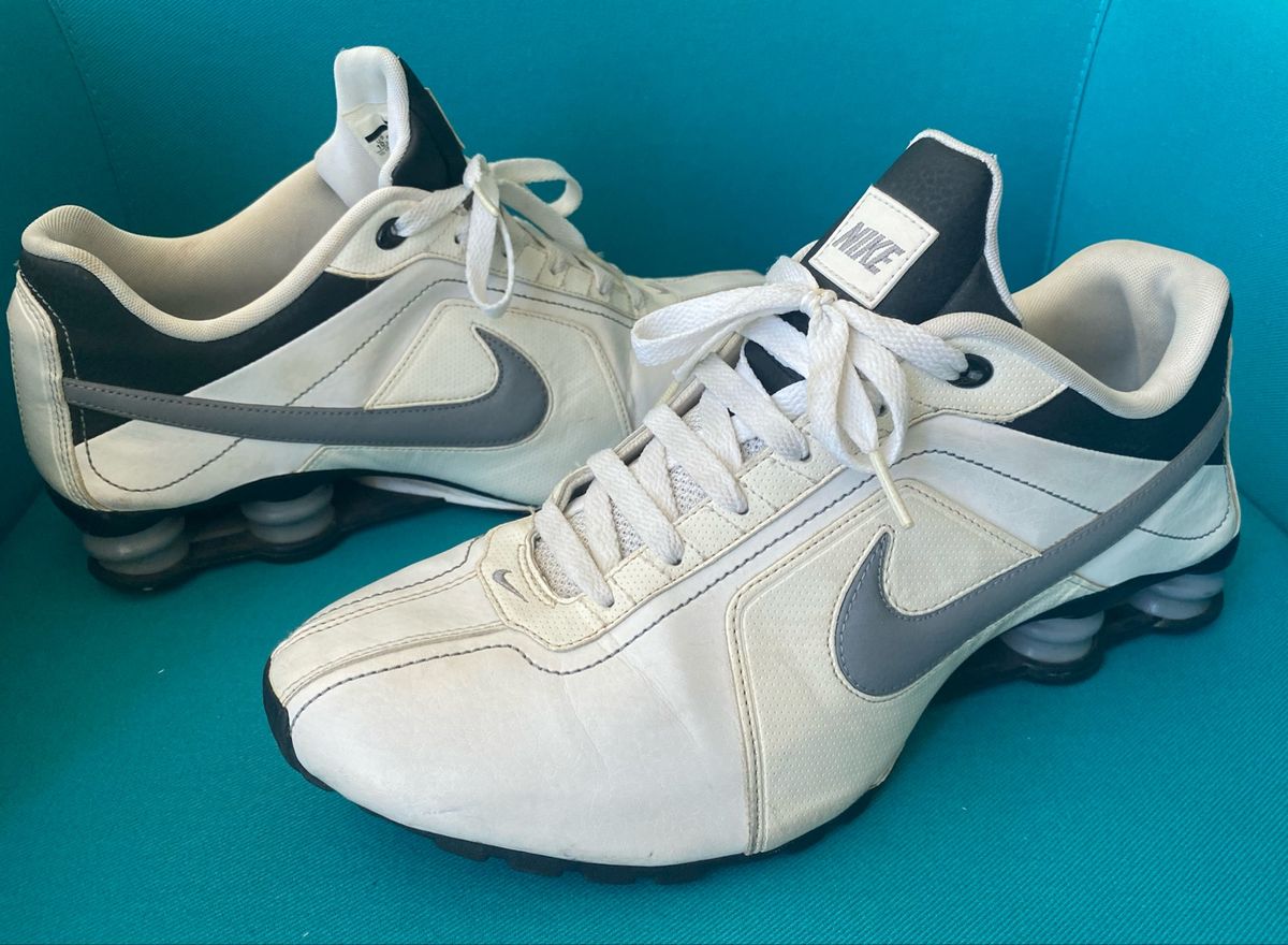 nike shox branco couro