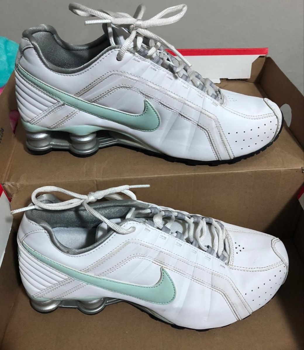 Nike shox store branco com verde