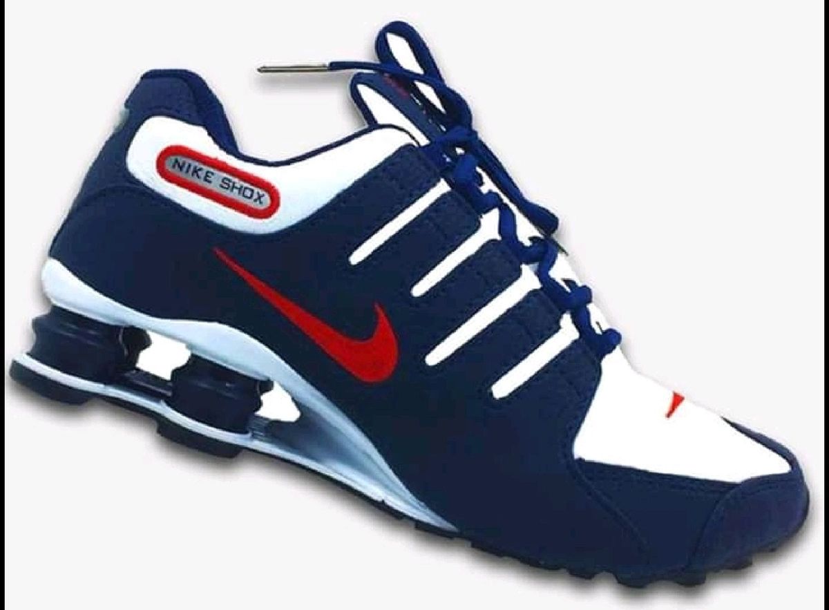 nike shox branco e azul