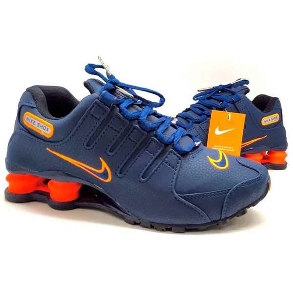 Tenis Nike Shox Nz Masculino Azul Laranja Nike Molas Original Na Caixa A Pronta Entrega