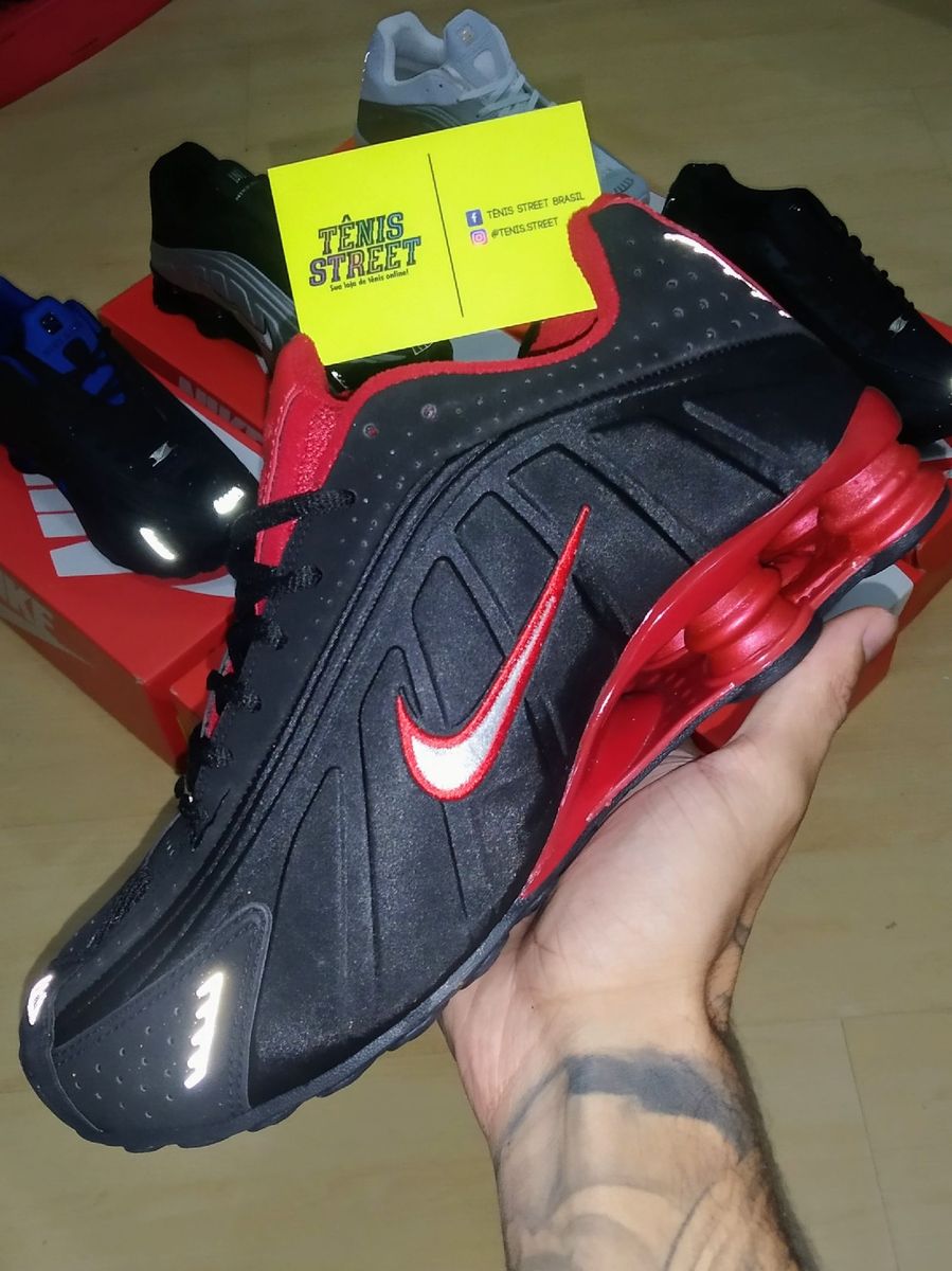 Tênis Nike Shox R4 Refletivo (38 Ao 43) Preto / Vermelho | Tênis