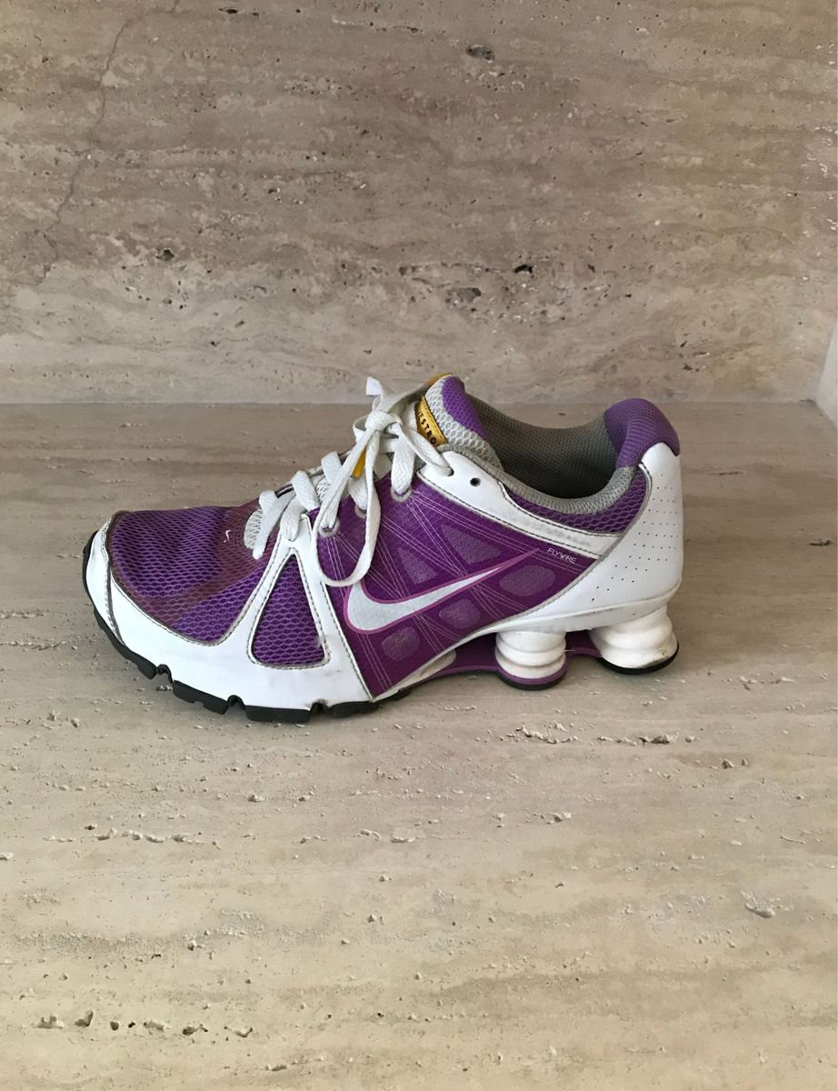 nike shox roxo e branco