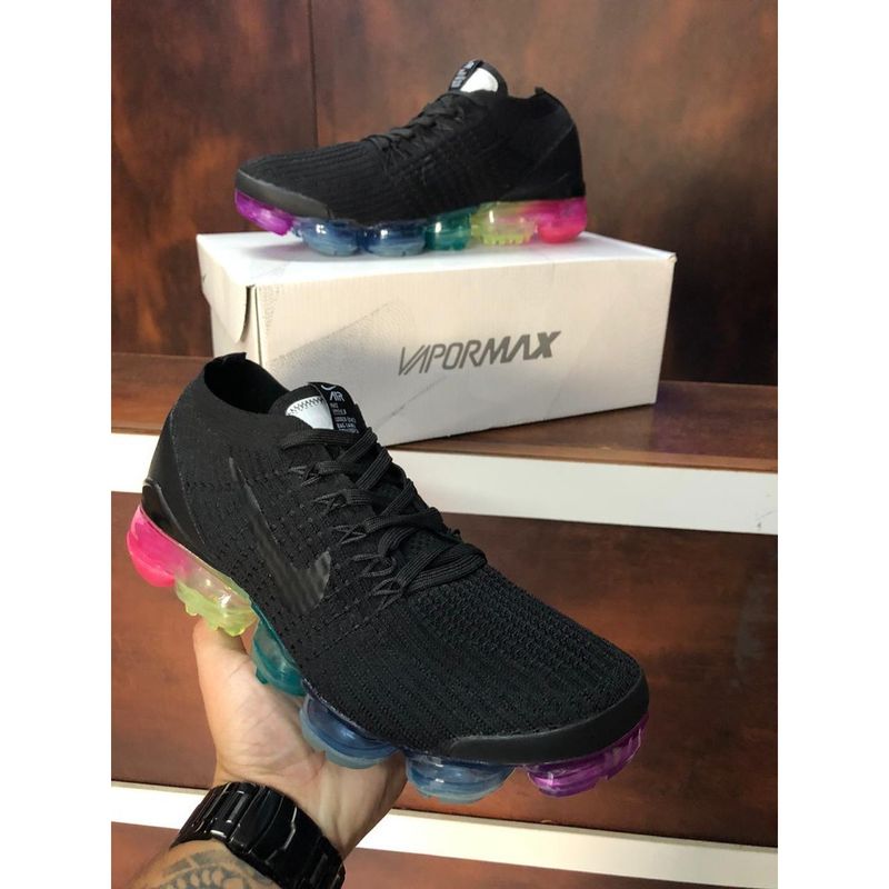 T nis Nike Vapormax Flyknit 3.0 Preto C Bolhas Coloridas