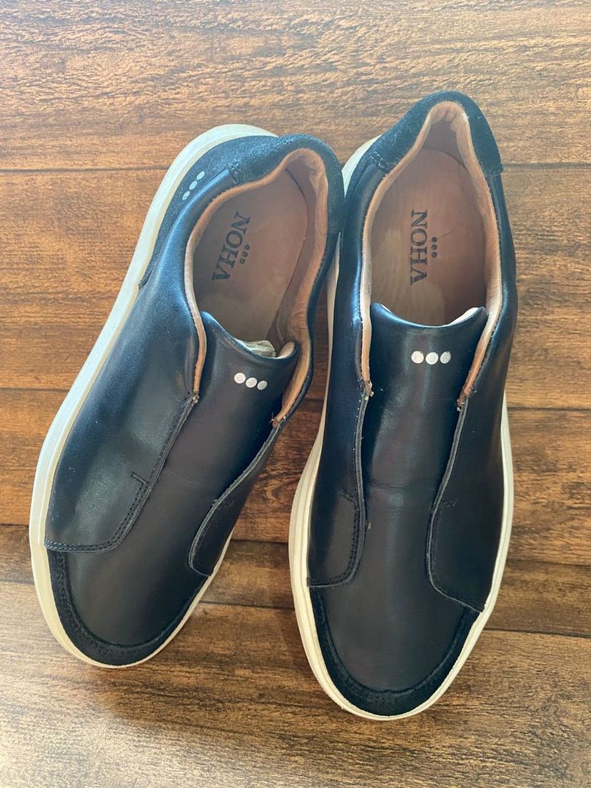 Tenis Noha Gallardo Preto Slip On - em Couro e Solado Microexpandido ...