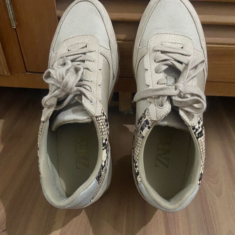 NAO(*´︶`*)╯♡ Tênis Nude e Cobra da Zara | Tênis Feminino Zara Nunca Usado