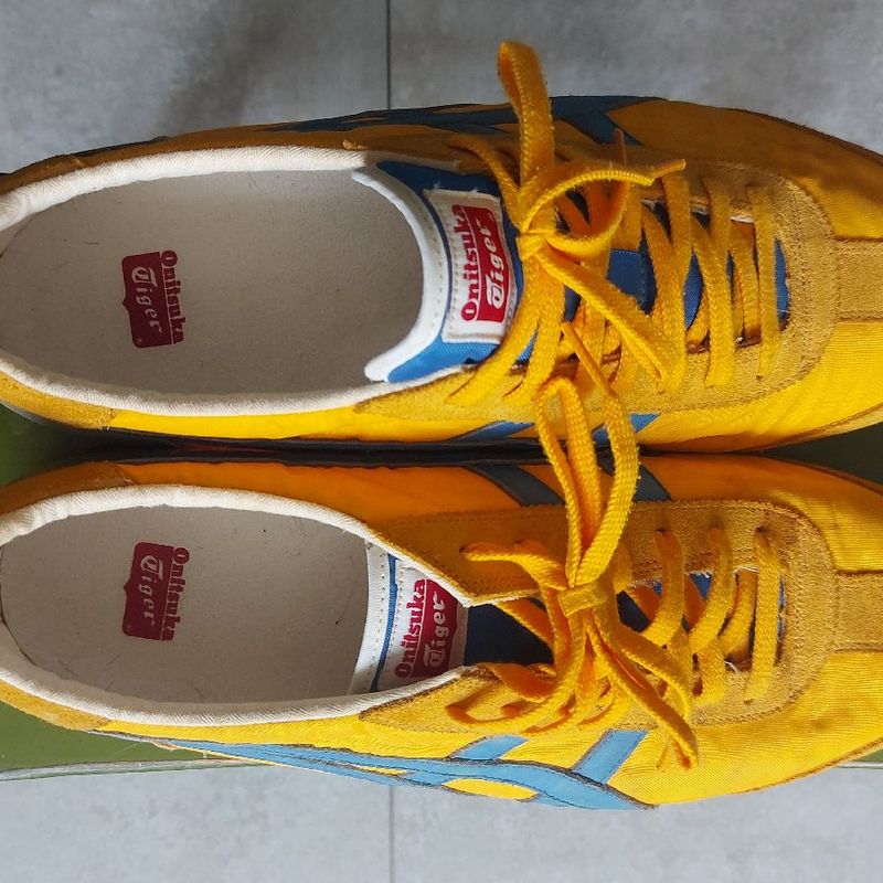 Tênis Onitsuks Tiger, Japonês, Amarelo e Azul, com Detalhe