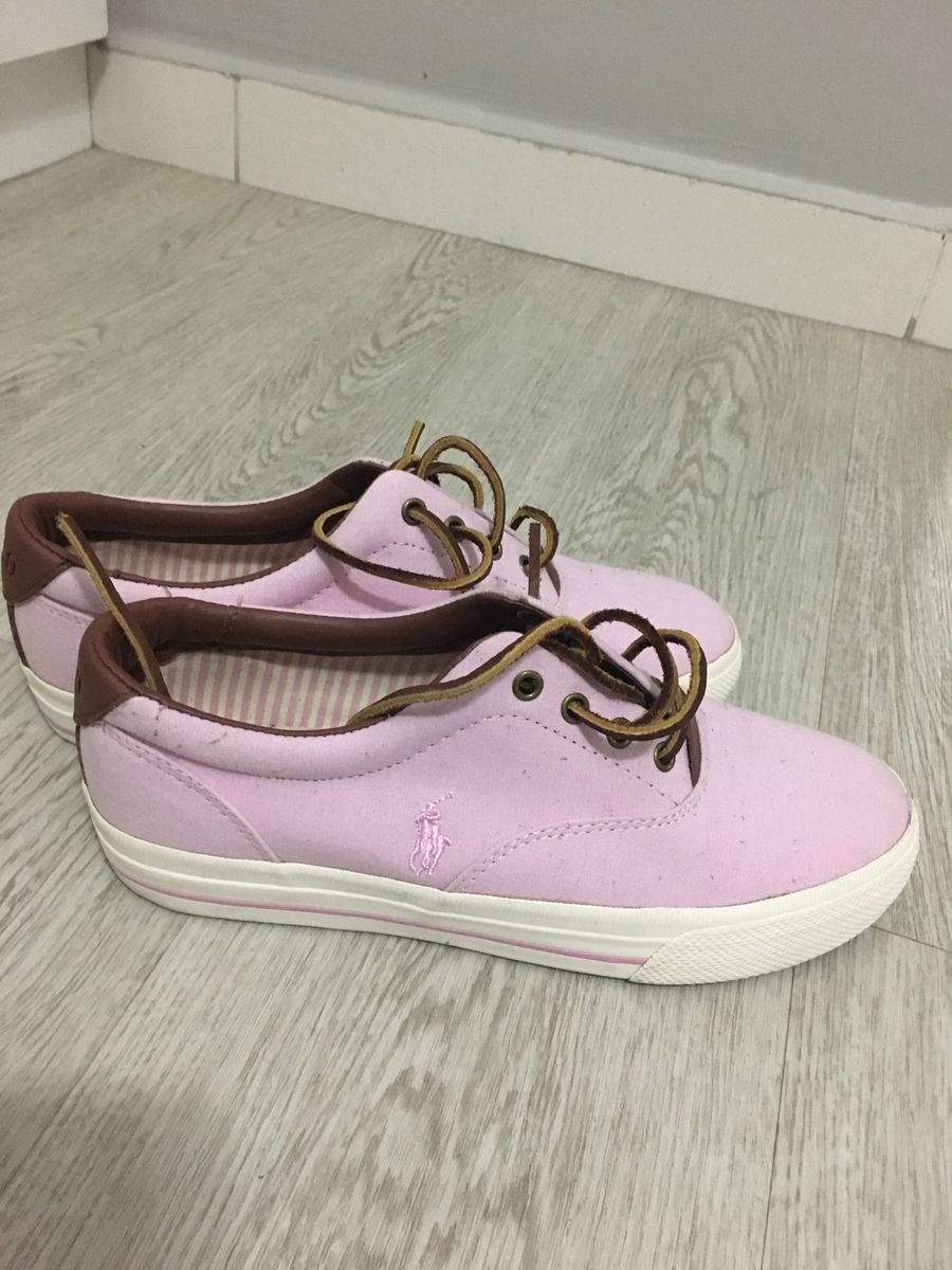 tenis polo feminino branco e rosa