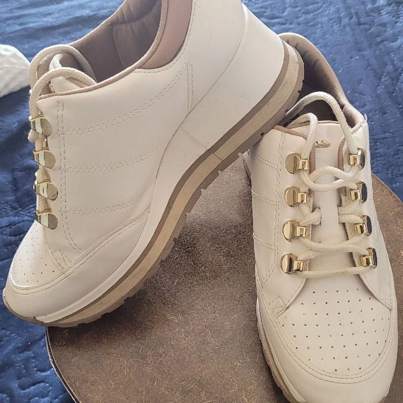 Tênis Plataforma Dakota Off Withe com Dourado Tênis Feminino