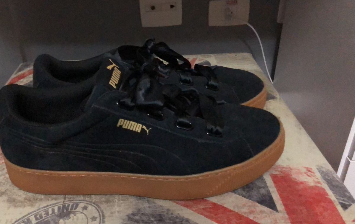 tenis com cadarço de fita puma