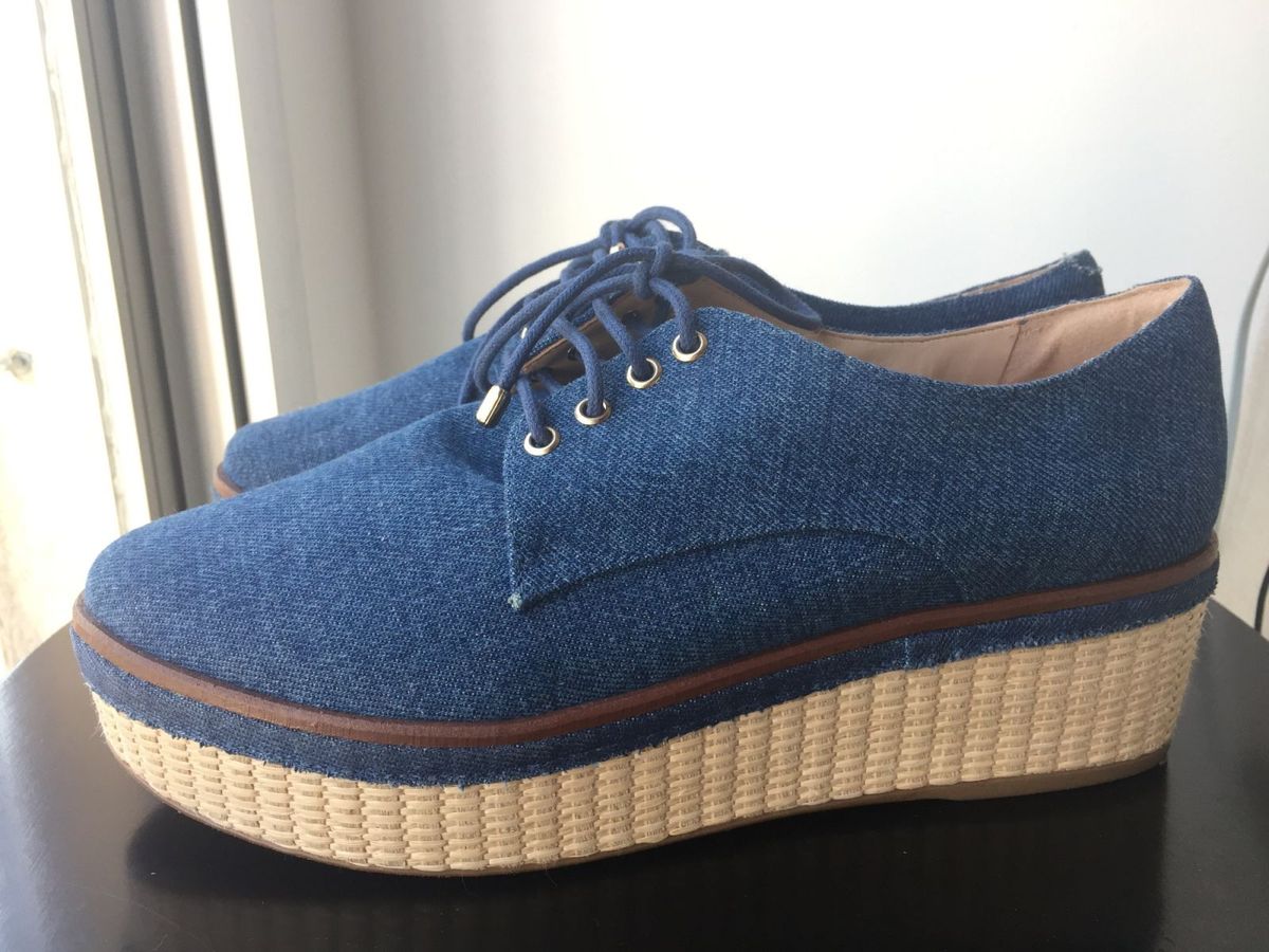 tenis plataforma jeans feminino