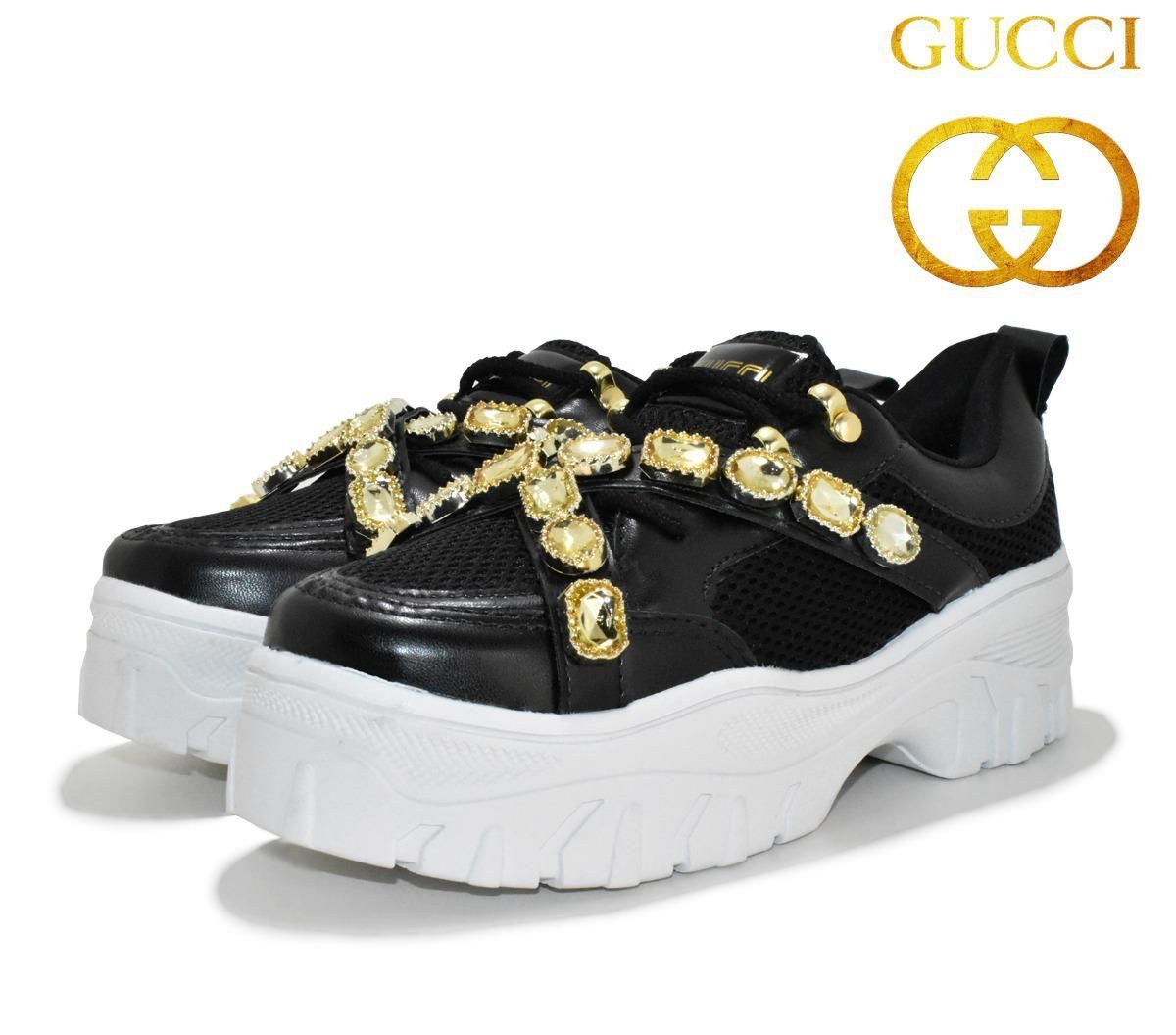 gucci tenis com pedraria