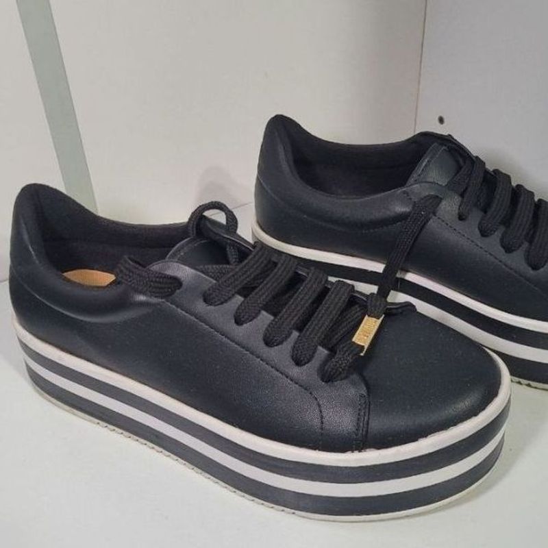 Tênis Plataforma Preto Listrado Vizzano Napa Vizzano Usado