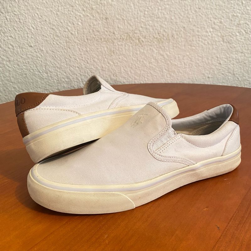 Tênis Polo Ralph Lauren Slip On Yacht Branco sem Cadarço Polo