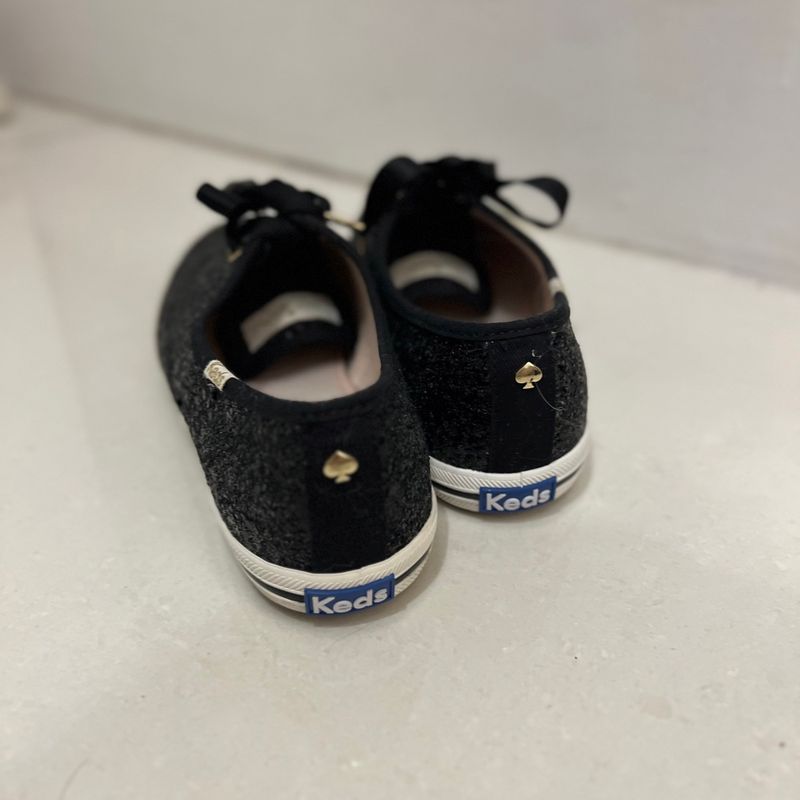 T nis Preto com Glitter Keds para Kate Spade T nis Feminino Keds