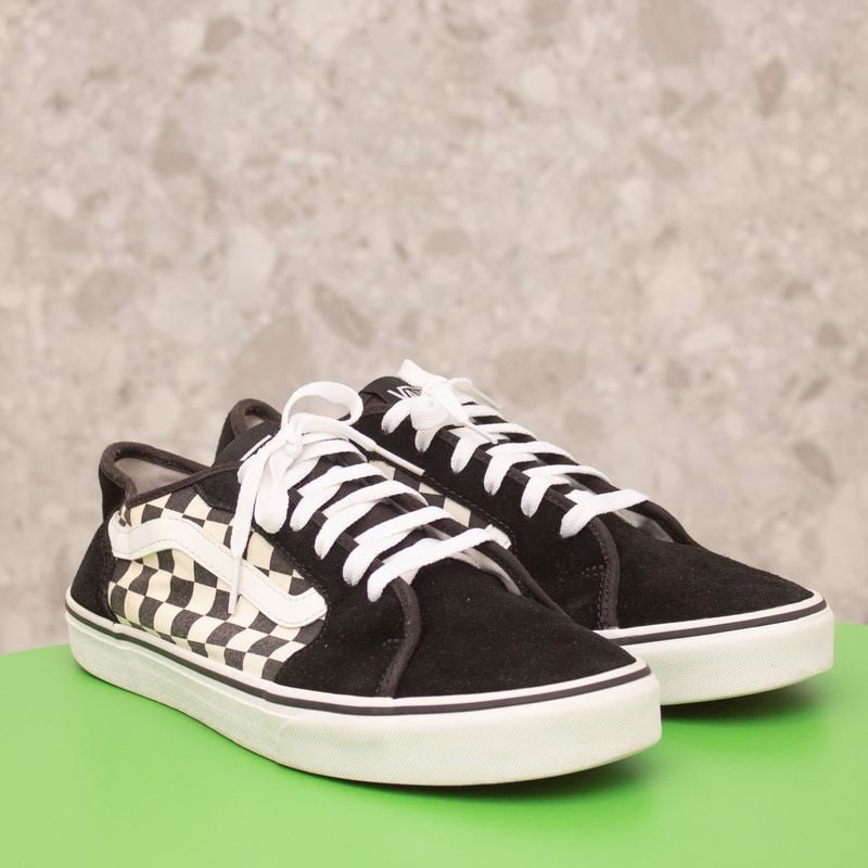 Tenis vans preto e branco fashion quadriculado