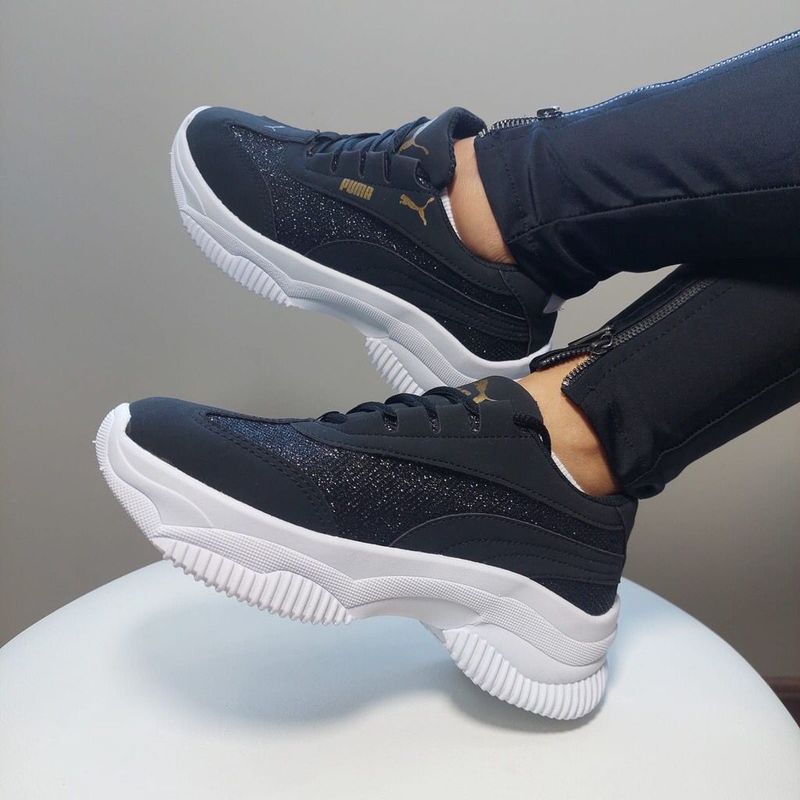 Tenis plataforma feminino sales preto