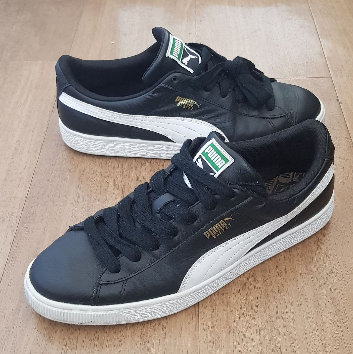 Tenis Puma Basket Couro Liso Legitimo Preto Puma Usado 107862517 enjoei
