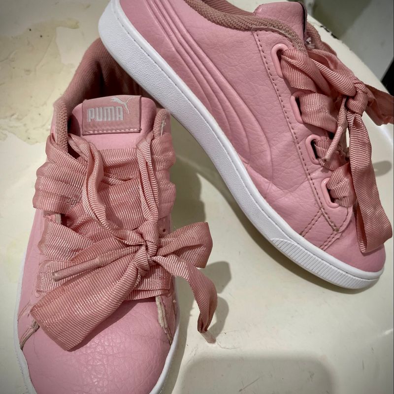 Tenis puma rosa com cadarço best sale de cetim