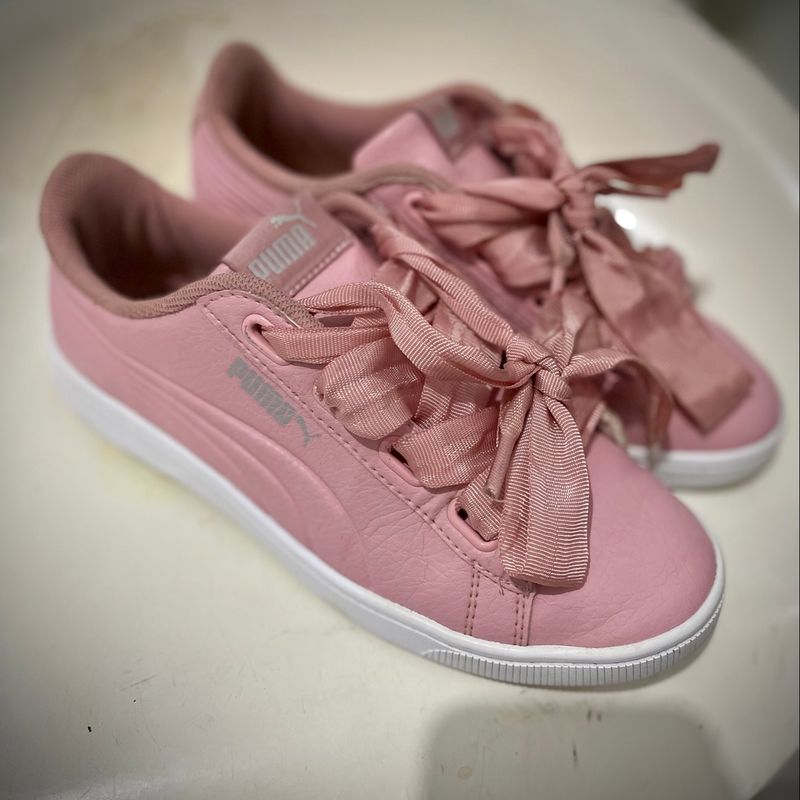 Tenis puma rosa com cadarço best sale de cetim