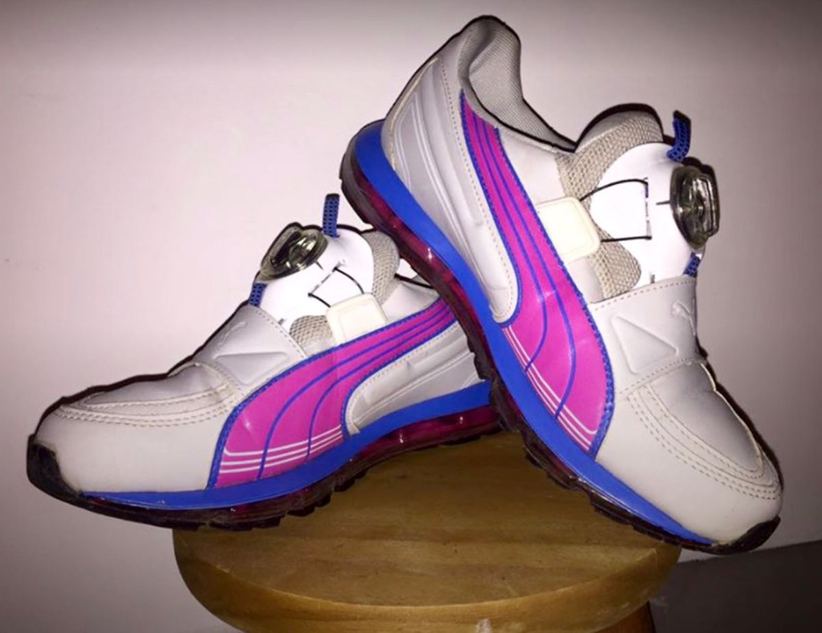 puma disk branco e rosa