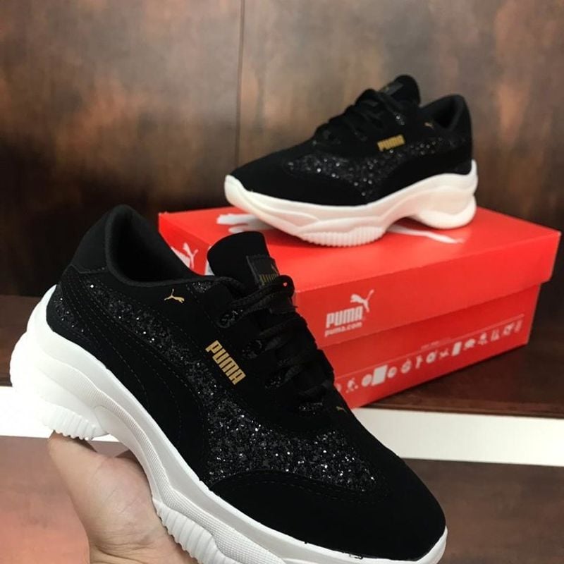 Tenis puma preto com shops brilho