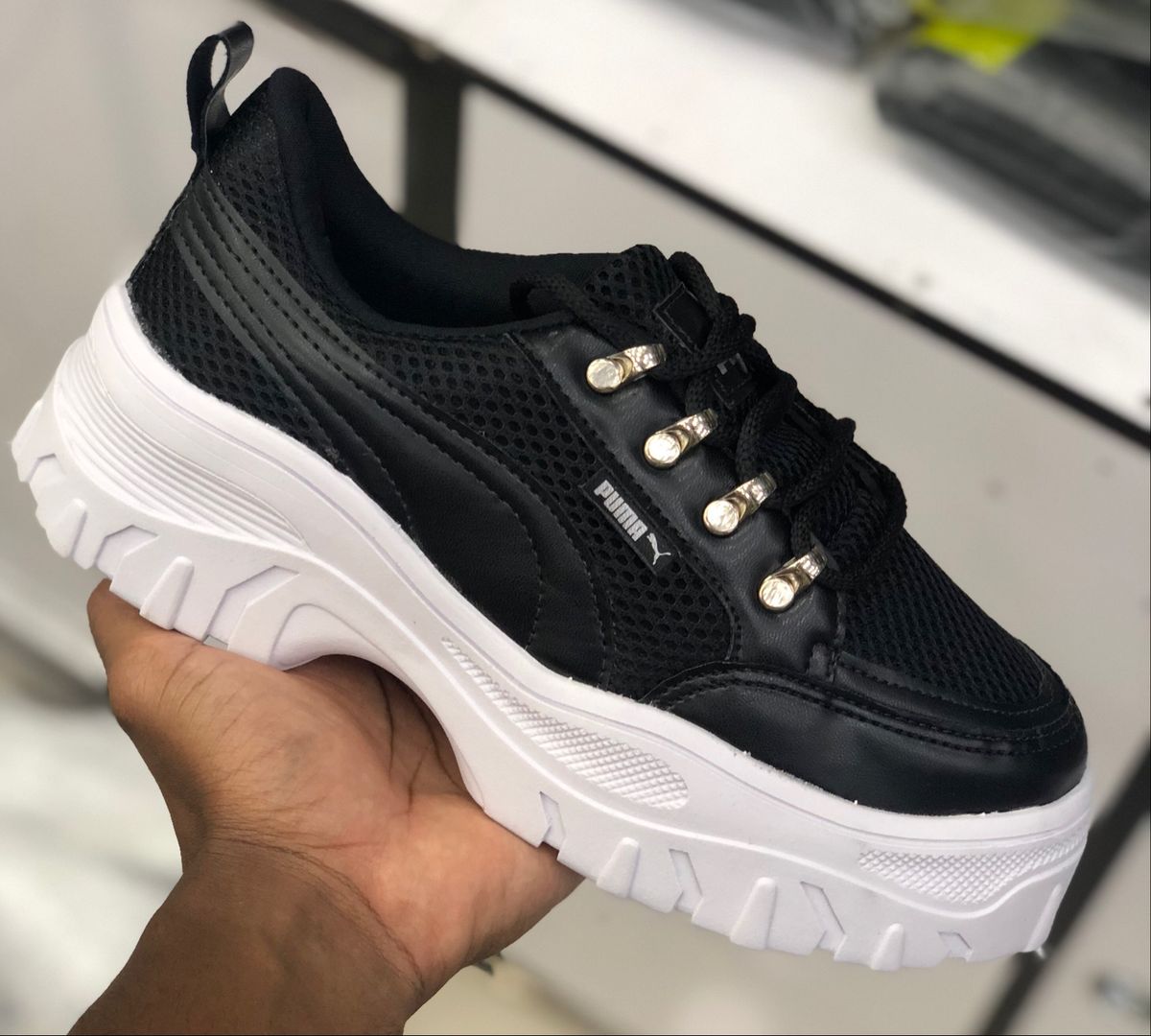 tenis puma plataforma preto