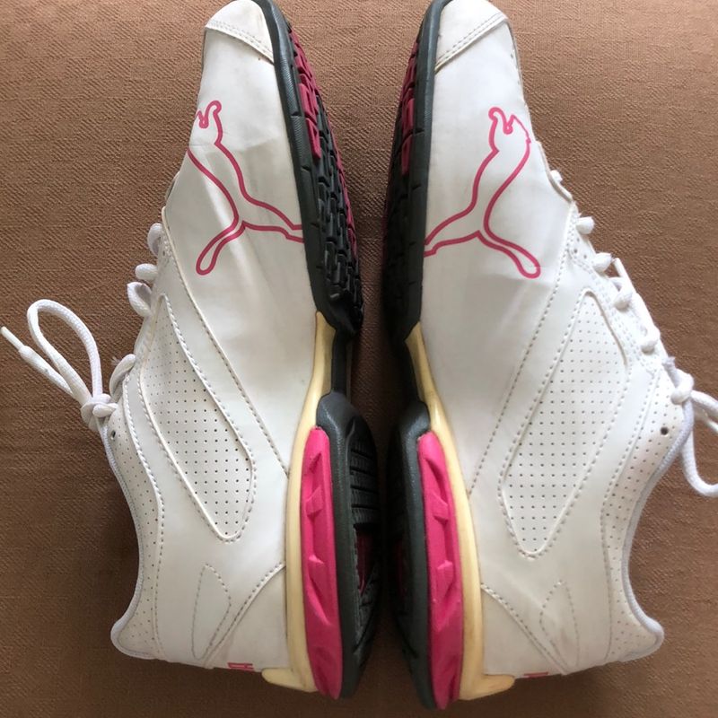 T nis Puma Lifestyle Branco com Rosa Tamanho 35 T nis Feminino Puma Usado 92551608 enjoei