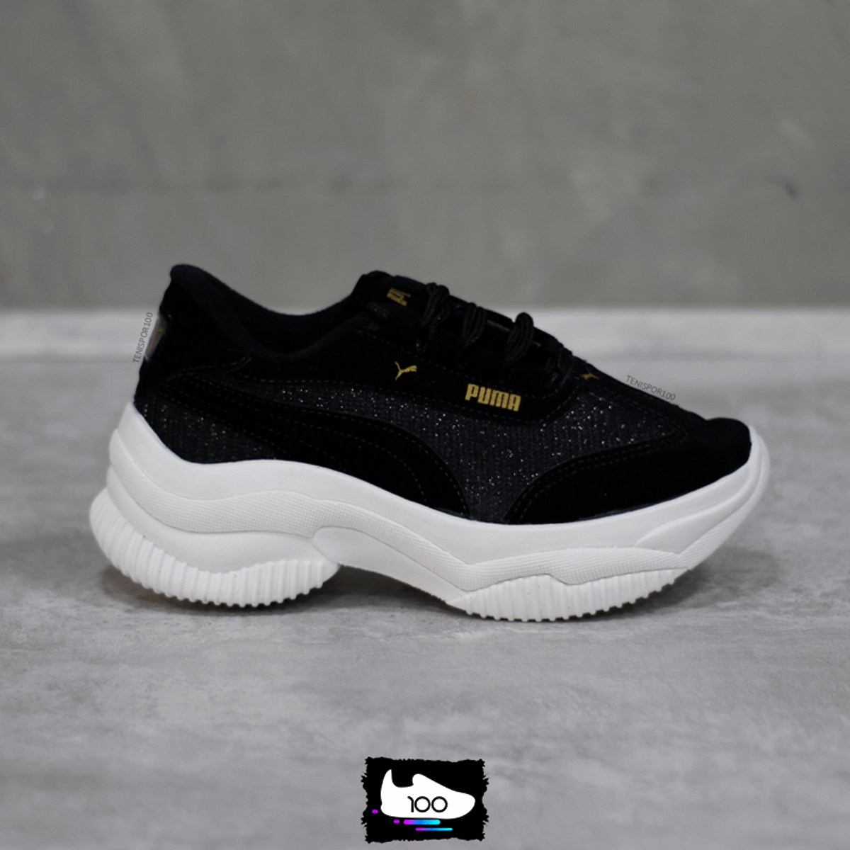 tenis puma feminino preto com brilho