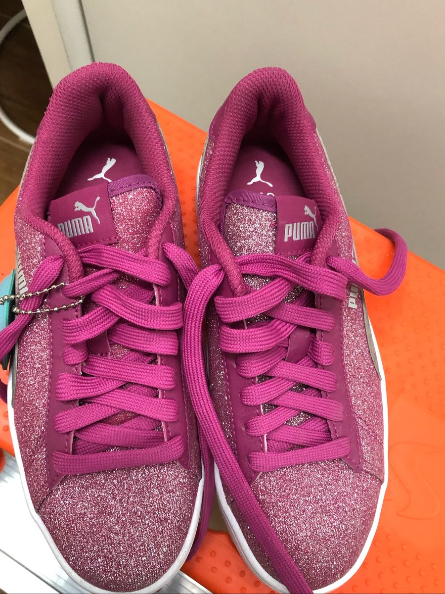 tenis puma rosa com glitter
