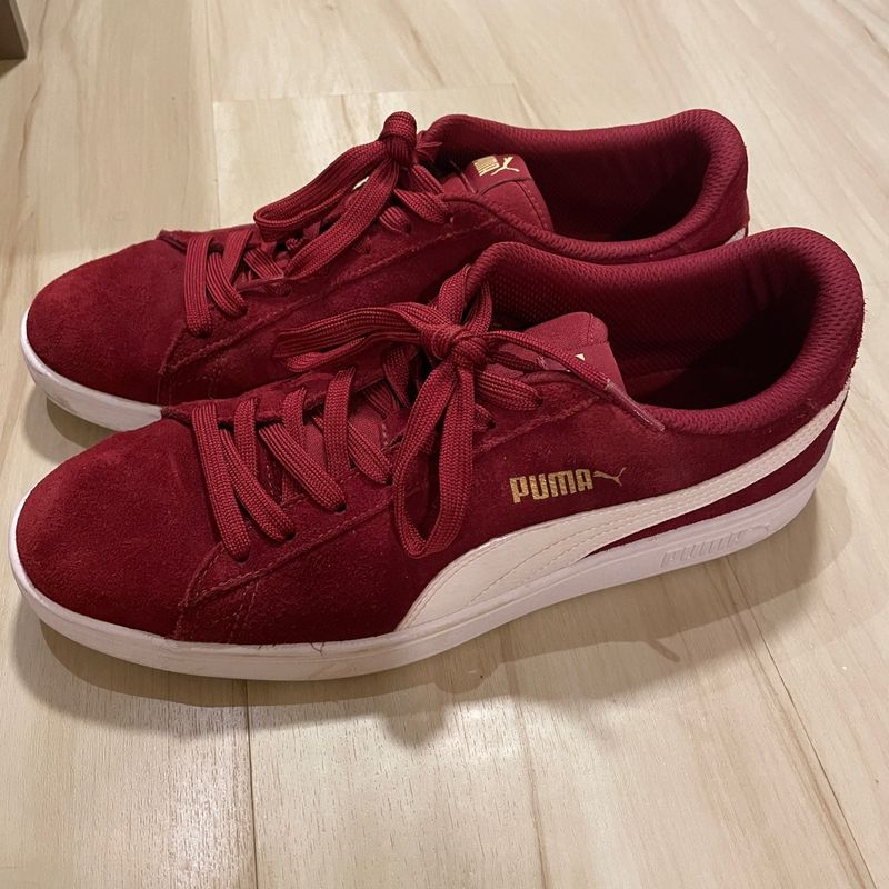 Tênis Puma Smash V2 Vermelho (vinho) Dourado Tamanho 41 Tênis Masculino  Puma Usado 83403557 enjoei
