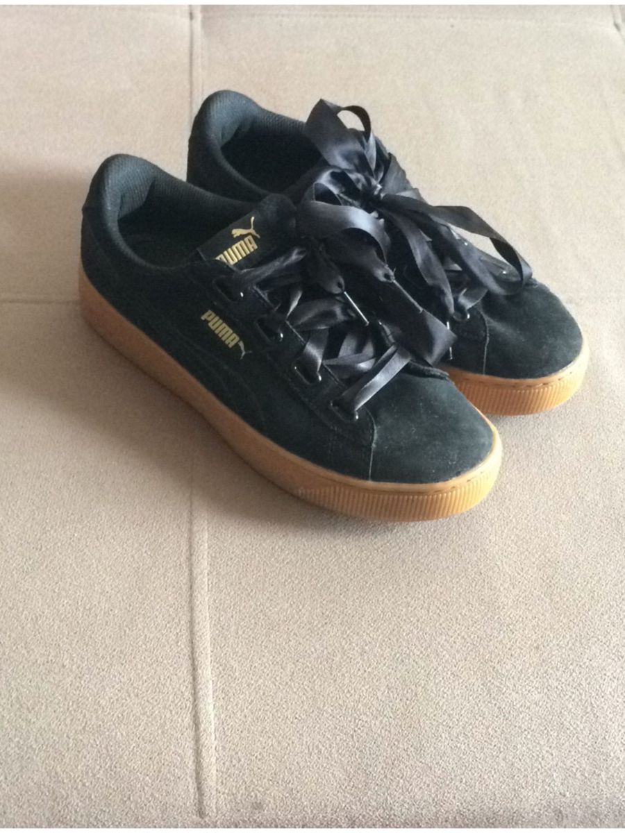 tenis puma cadarço cetim