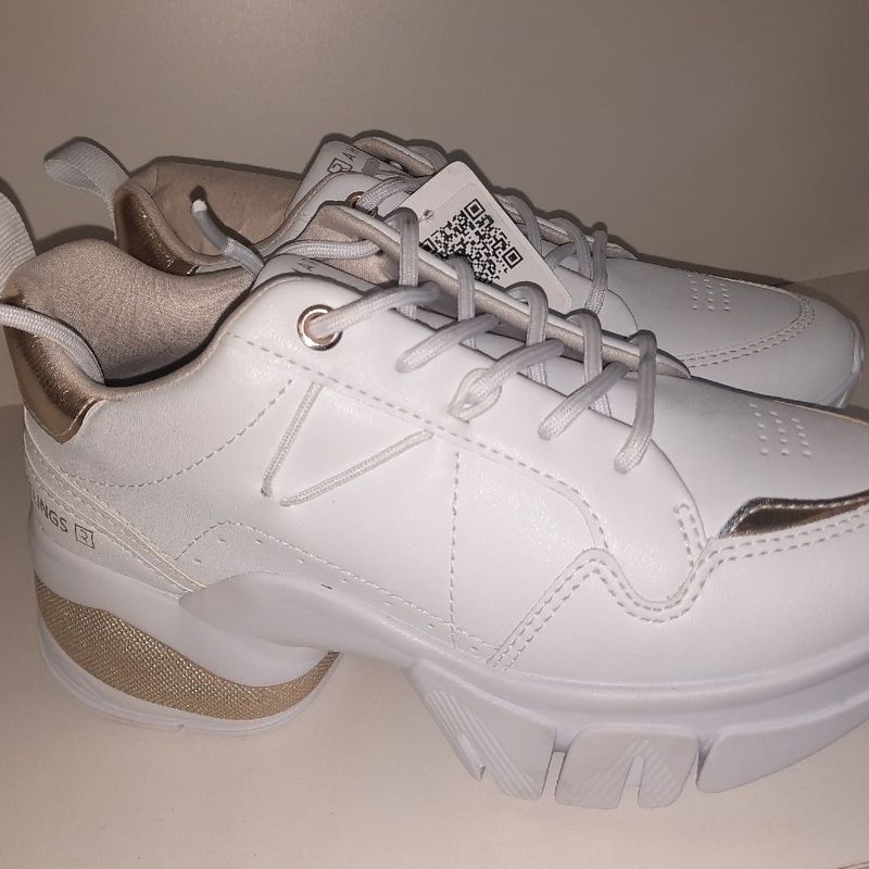 Tenis Ramarim Branco e Dourado Tênis Feminino Ramarim Nunca