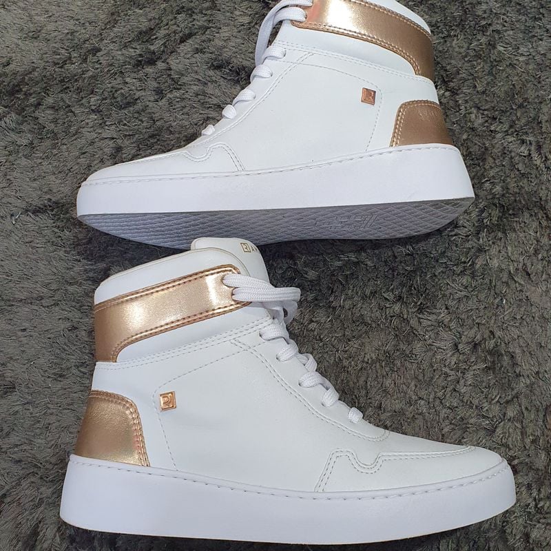 Tênis Ramarim Cano Alto Branco e Rosê Tênis Feminino Ramarim