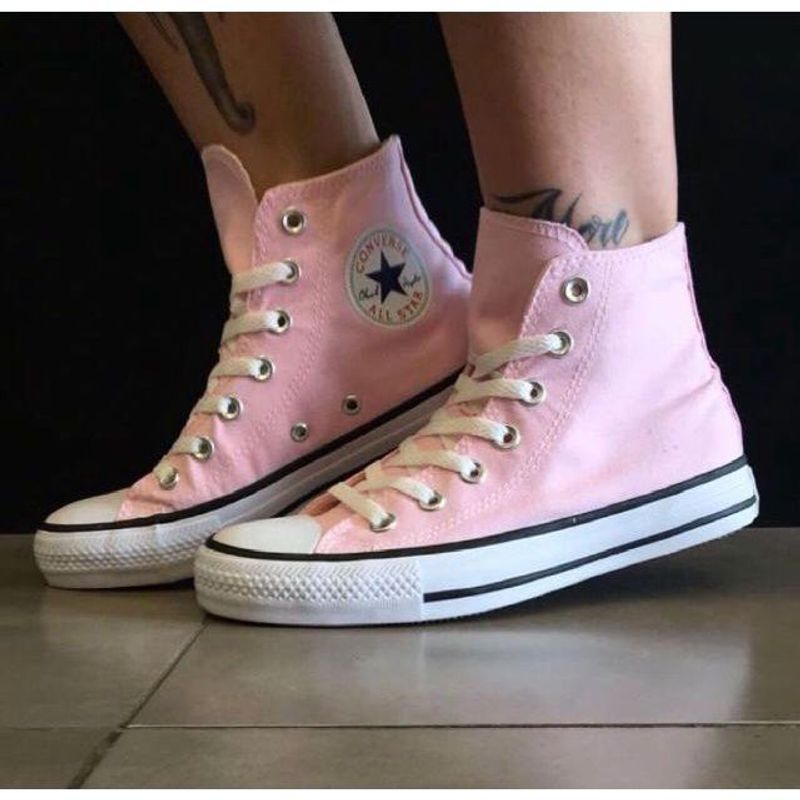 Tênis Converse All Star Cano Alto Rosa Bebê